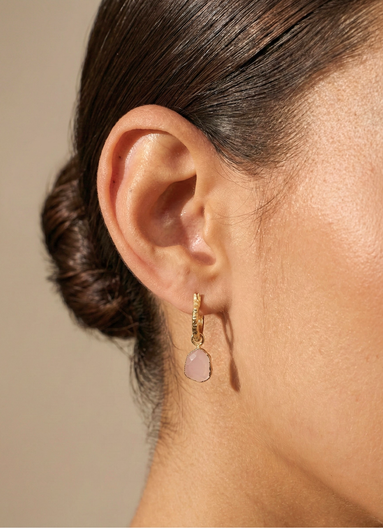 Airin Stone 18K Gold Plated Earrings Pink