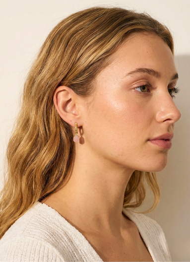 Airin Stone 18K Gold Plated Earrings Pink