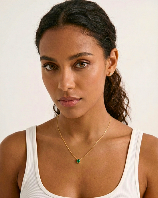 Buy Aurora Green Stone Gold Necklace