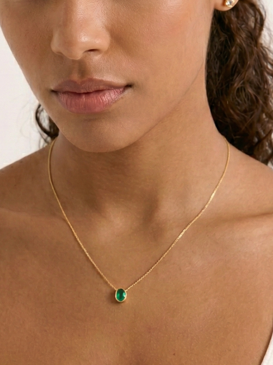Online Aurora Green Stone Gold Necklace