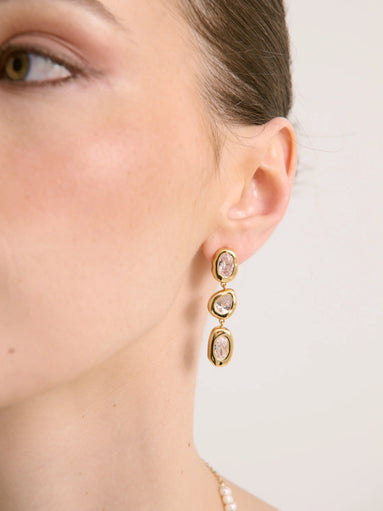 Cascade Crystal 18K Gold Plated Drop Earrings