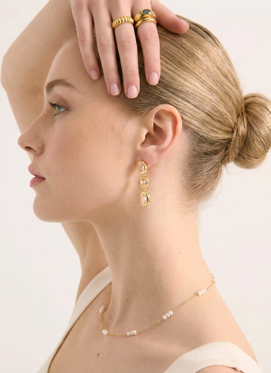 Cascade Crystal 18K Gold Plated Drop Earrings