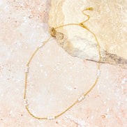 Dainty Pearl Trio 18K Gold Plated Necklace