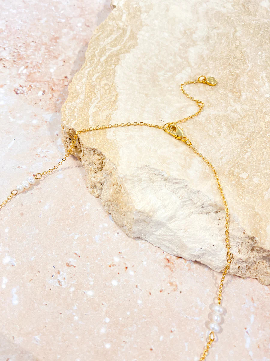 Dainty Pearl Trio 18K Gold Plated Necklace