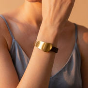 Buy Women Sterling Cuff Bracelet Australia & New Zealand - Danau Gold Bracelet with brass and copper blend, 19.5cm length, elegant and modern design.