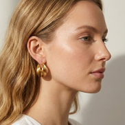 Everi Gold Earrings 28mm length with simple, elegant design and warm classic hue for versatile wear