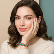 Green Forest Bracelet gold plated brass triple-line design with magnetic lock