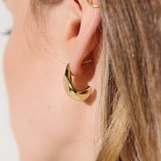 Hammered Droplet 18K Gold Plated Earrings
