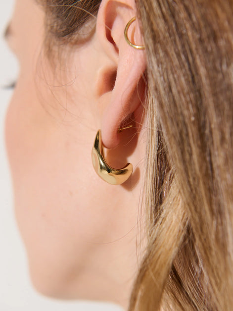 Hammered Droplet 18K Gold Plated Earrings