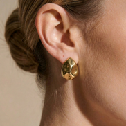Hammered Droplet 18K Gold Plated Earrings