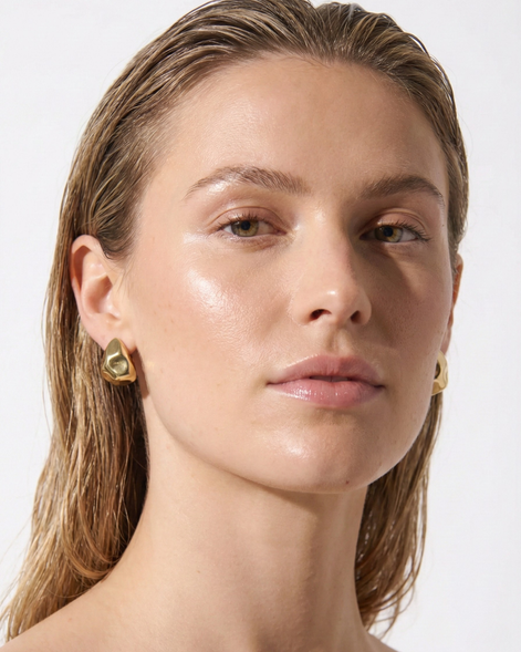 Hammered Droplet 18K Gold Plated Earrings
