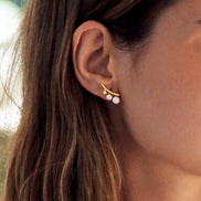 Nusa Crystal Pearl Gold Earrings