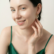 Remitta Zircon Gold Earrings in brass and copper with brilliant zircon stones, 19mm length, elegant and versatile design