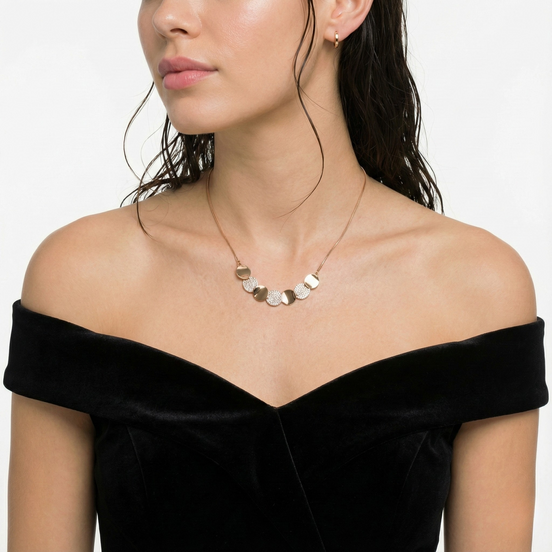 Ratu Crystal Rose Gold Necklace with 1cm circle pendant and adjustable chain featuring white crystal and rose gold plating