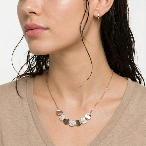 Ratu Crystal Rose Gold Necklace Australia and New Zealand with 1cm circle pendant and adjustable rose gold chain