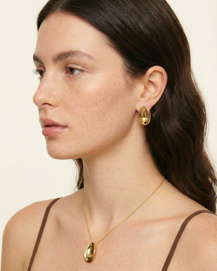 Sade Pebble 18k Gold Plated Earrings