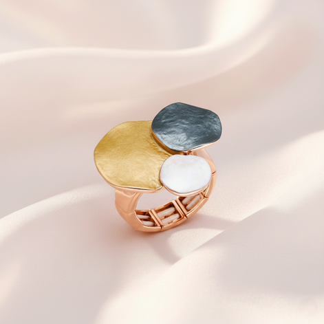 Verona Ring multi-tone brass and copper elastic fit jewelry ring